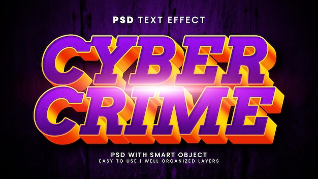 Cyber crime 3d editable text effect with hacker and security text style