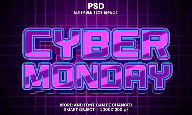 Cyber Monday 3d editable text effect Premium Psd with background