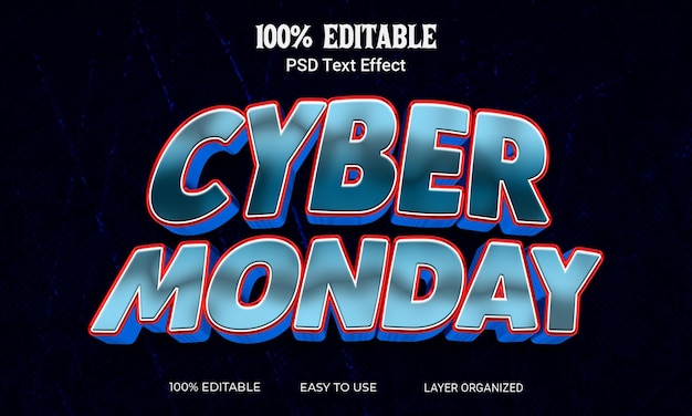 Cyber Monday 3D Text Effect Editable Text Style PSD File