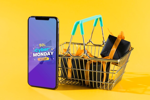 Cyber monday concept with mock-up