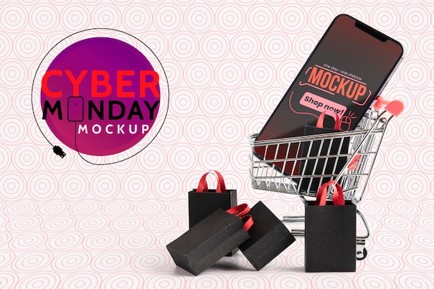 Cyber monday concept with mock-up