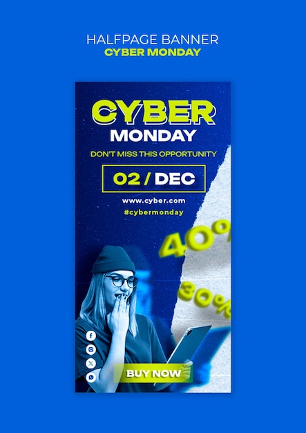 PSD cyber monday halfpage banner template design