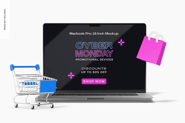 Cyber Monday MacBook Pro 16 inch Mockup, Front View