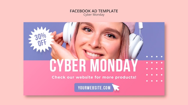 Cyber monday promotion facebook template