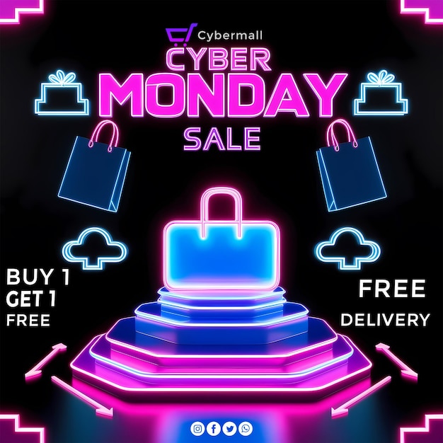 Cyber Monday Sale HD 5K social media post template