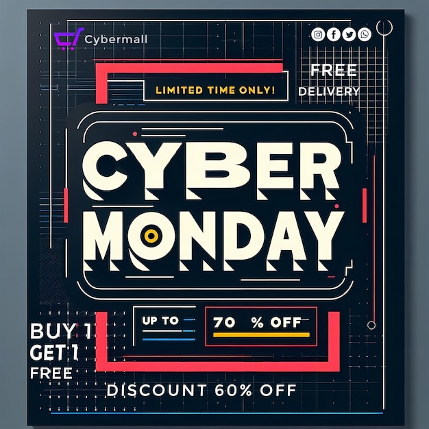 PSD cyber monday sale hd 5k social media post template