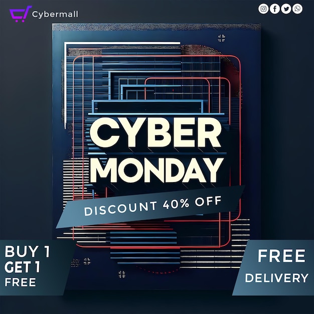 PSD cyber monday sale hd 5k social media post template