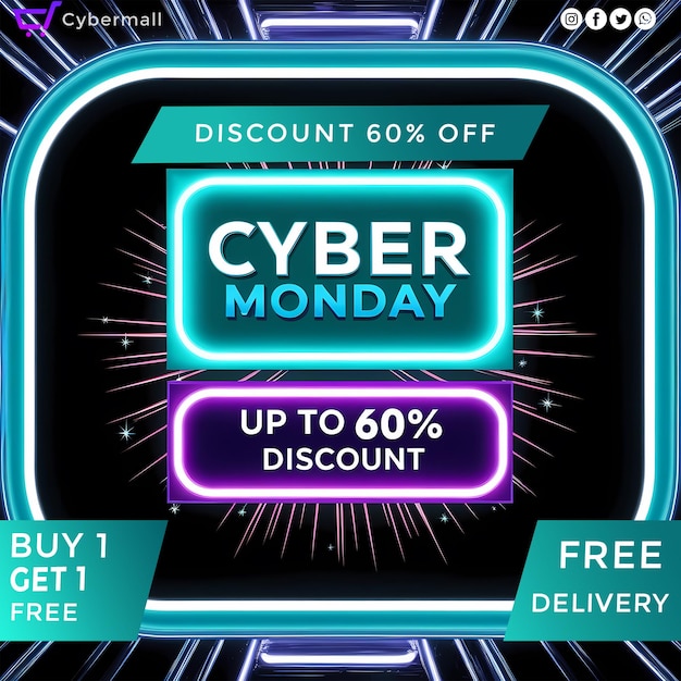 Cyber Monday Sale HD 5K social media post template