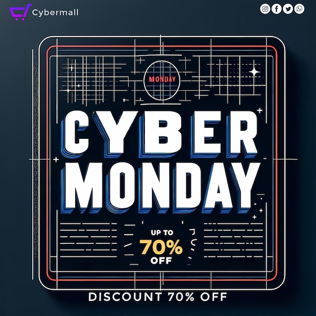 PSD cyber monday sale hd 5k social media post template