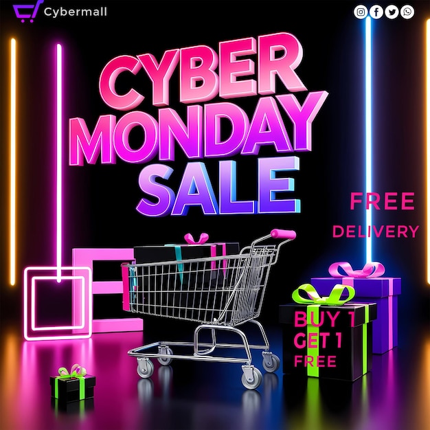 Cyber Monday Sale HD 5K social media post template