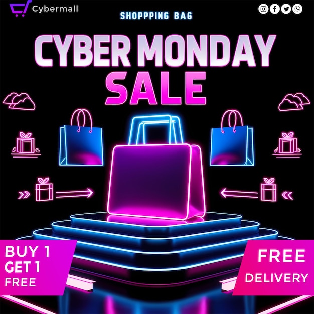 Cyber Monday Sale HD 5K social media post template