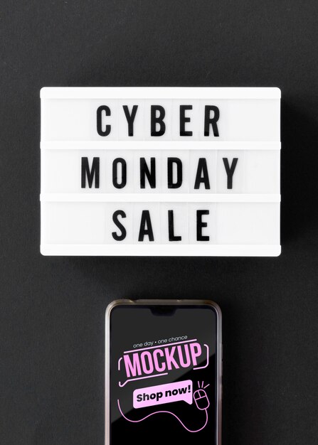 Cyber monday sale promo with phone mock-up