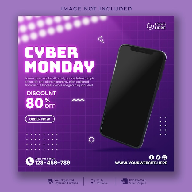 Cyber monday sale social media banner template