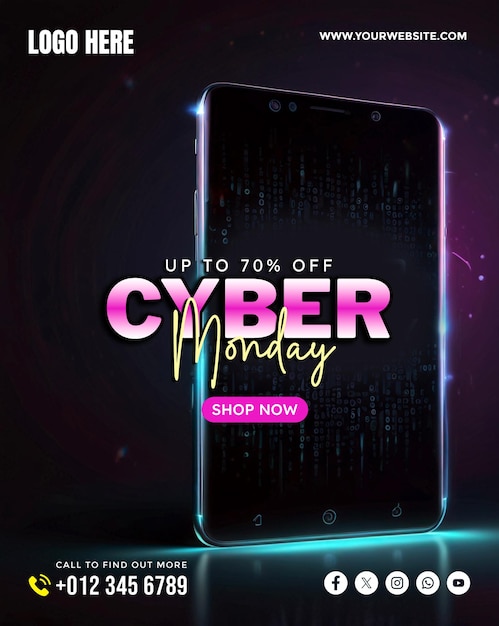 PSD cyber monday social media banner and poster template