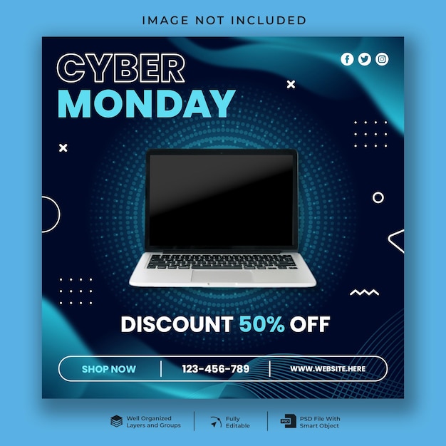 Cyber monday social media banner template