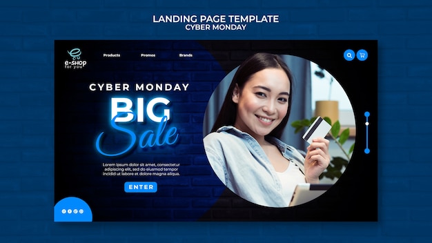 Cyber monday tech landing page template