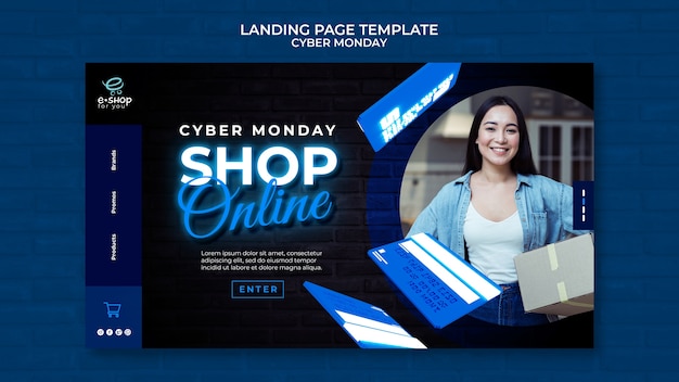 Cyber monday tech landing page template