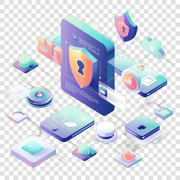 cyber security realistic photo isolated on transparent background