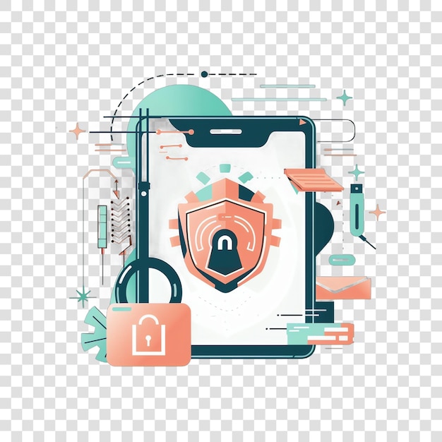 cyber security realistic photo isolated on transparent background