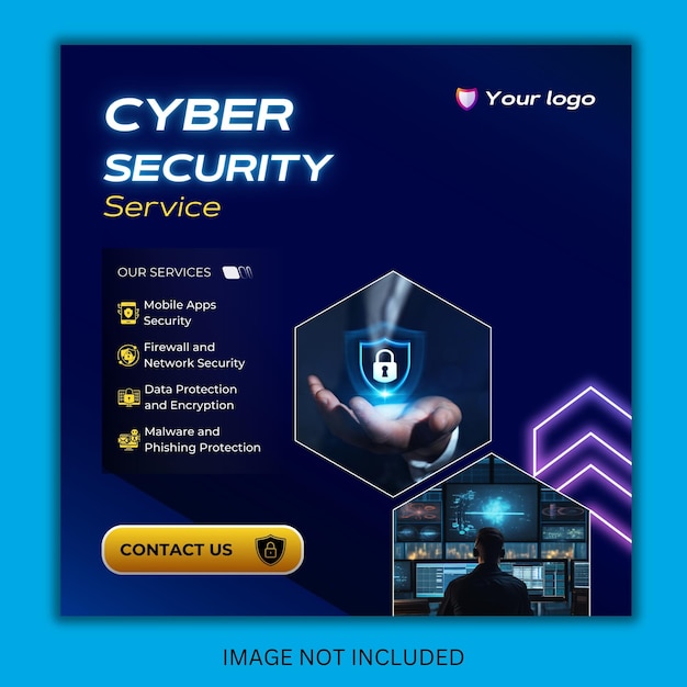 PSD cyber security social media or instagram post design template