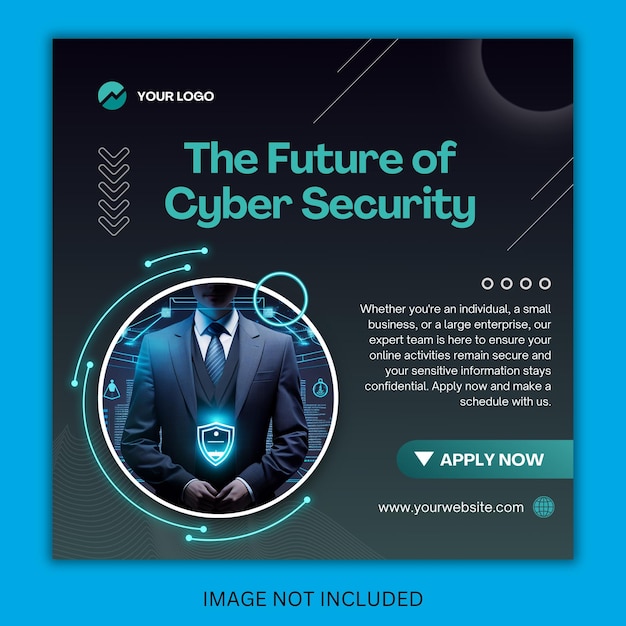 PSD cyber security social media or instagram post design template