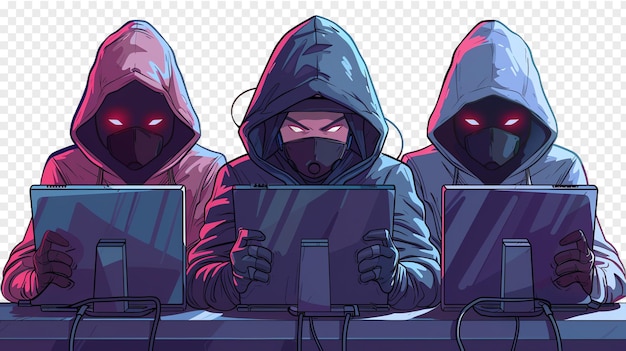 PSD cybercrime and protecting illustration isolated on transparent background