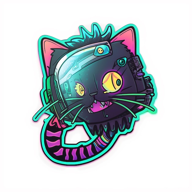 cyberpunk cat sticker png file