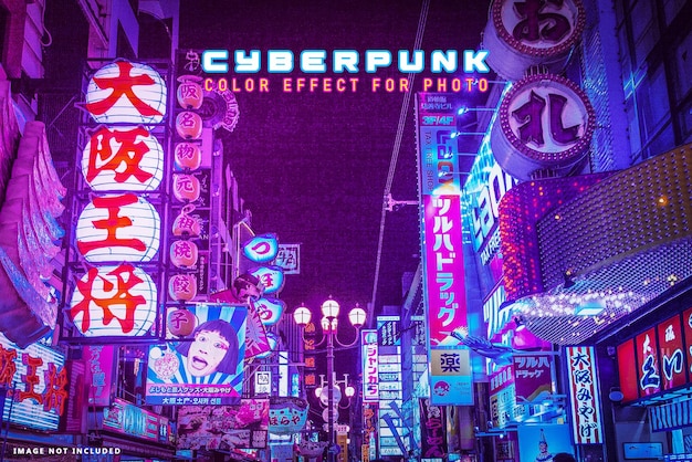 Cyberpunk color effect for photo