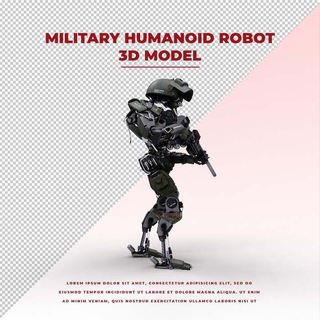 Cyberpunk Future Tech Military Humanoid Robot holding gun