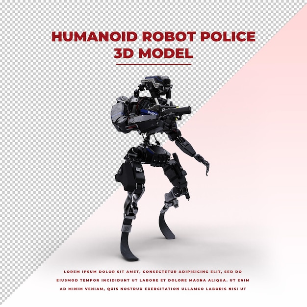 Cyberpunk Future Tech Military Humanoid Robot Police holding gun