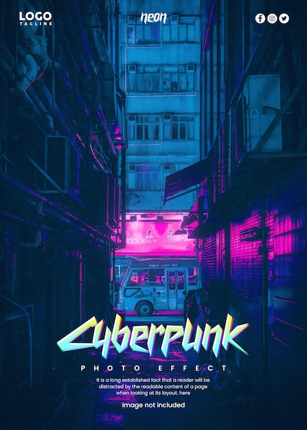 Cyberpunk photo effect template