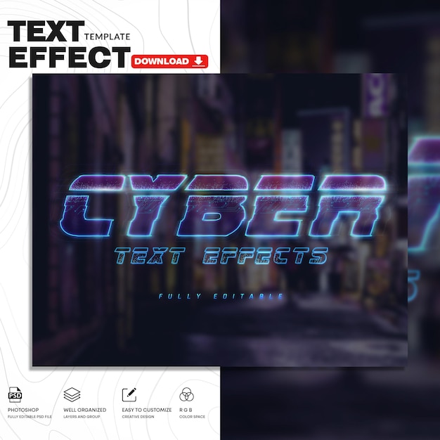 Cyberpunk Text Effect PSD Template