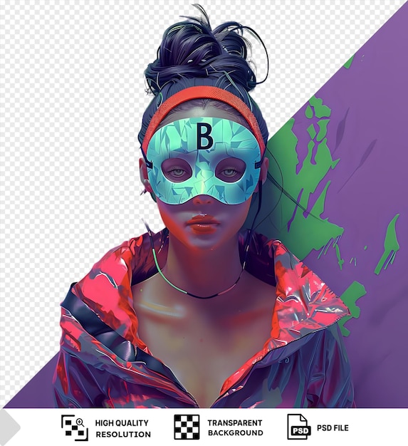 PSD cyberpunk woman with mask b letter