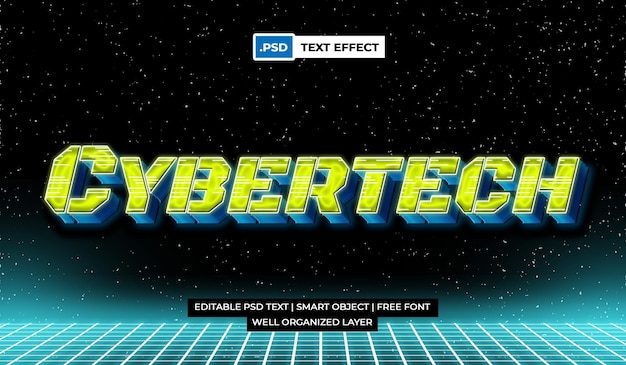 Cybertech text effect with future techno style