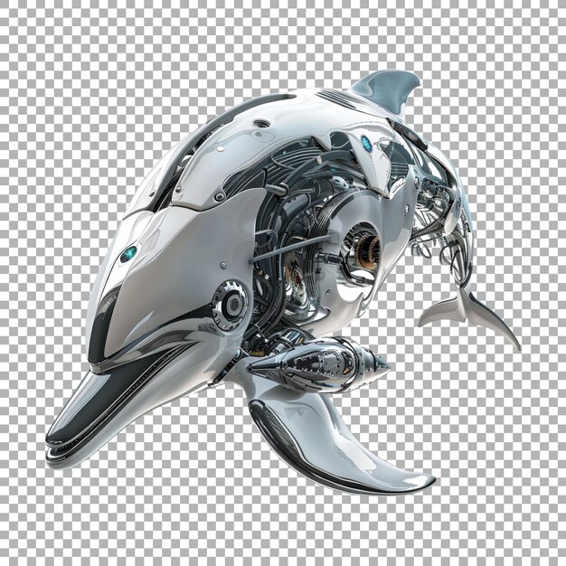 PSD cyborg dolphin on transparent background ai generated