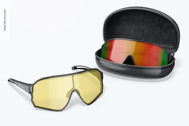 Cycling Sunglasses on Case Mockup