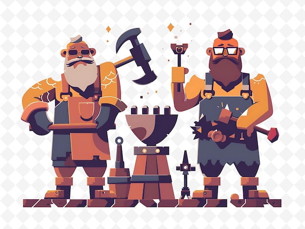 PSD cyclops characters blacksmithing design is rugged and indust flat illustration festival theme art