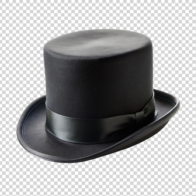 PSD cylinder black top hat isolated on transparent background