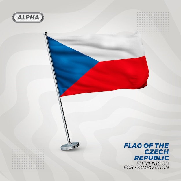 Czech Republic realistic 3d textured flag for composition  