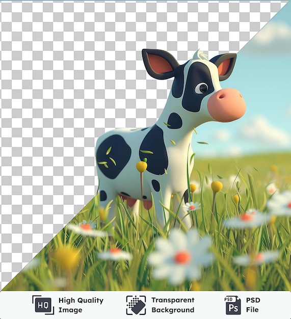 d cartoon cow grazing in a pasture photo 38