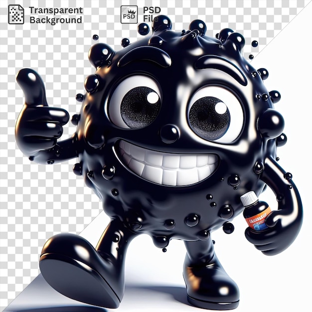 d dynamic character with a texture like shiny black soap bubbles