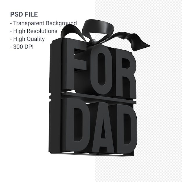 For dad with bow and ribbon 3D rendering isolated