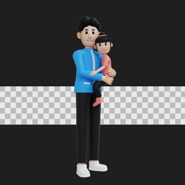 dad with daughter 3d