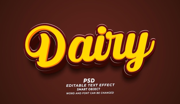 PSD dairy 3d editable text effect photoshop psd style