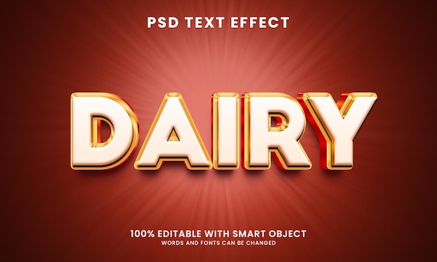 Dairy 3d style text effect template