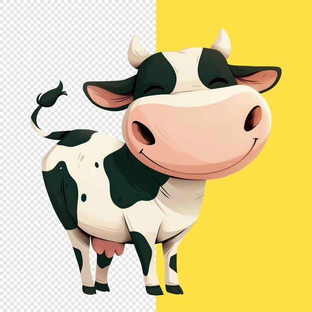 PSD dairy cow milk cartoon illustration