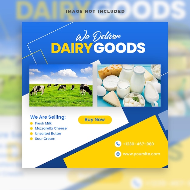 Dairy product food social media banner template