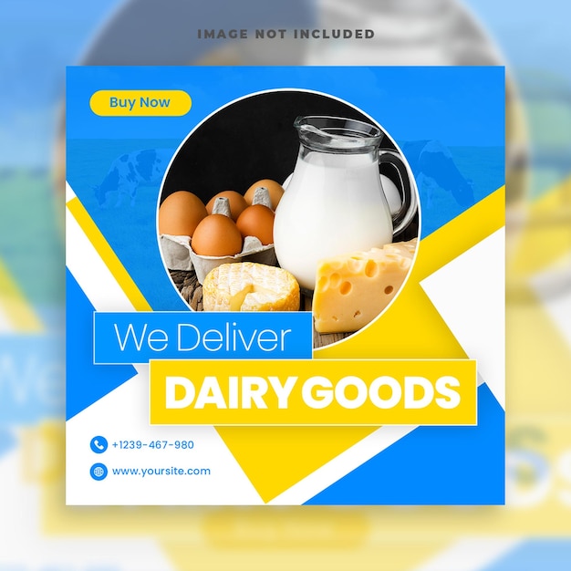 Dairy product food social media banner template