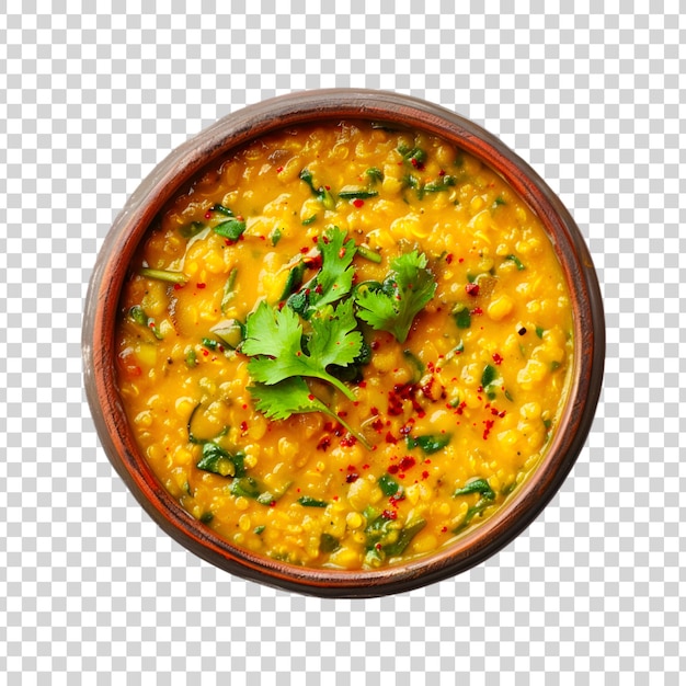 PSD dal fry or lentil curry with spice in a bowl on a transparent background