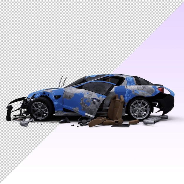 PSD damaged car blue